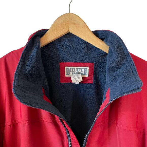 DULUTH TRADING Mens Full Zip Fleece Lined Jacket Red L Outdoor Utility Workwear - Picture 6 of 9